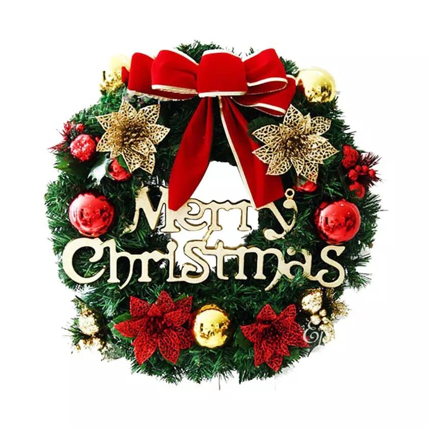 Christmas Xmas Wreath Home Door Wall Ornament Garland Bowknot Party Decoration - Image 3