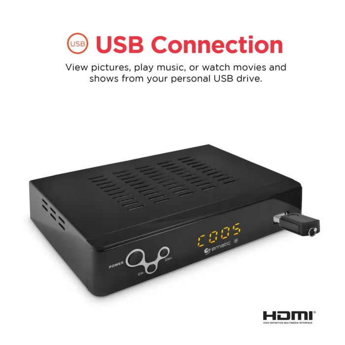 Ematic AT103B Digital Converter Box with LED Display and Recording Capabilities (Black) - Image 11
